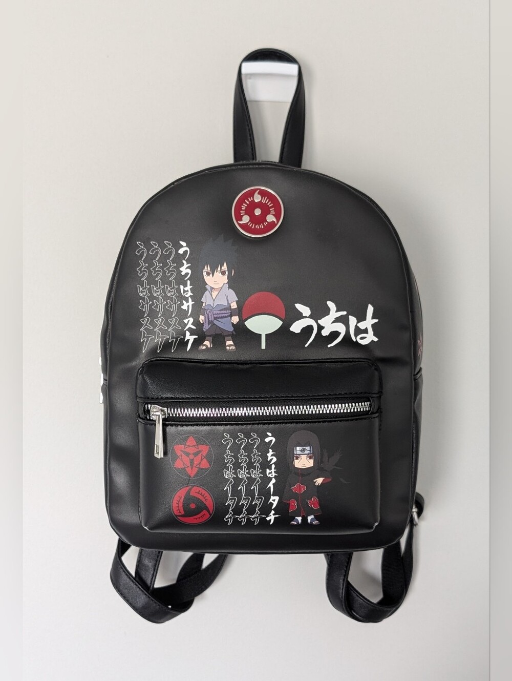 Naruto Shippuden Itachi and Sasuke Chibi Bioworld Small Backpack Black & Red